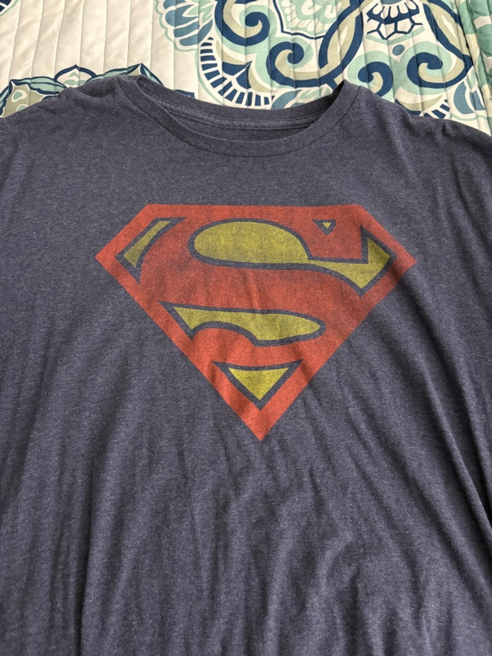 DC Comics Navy Tee with Red and Yellow Superman Emblem